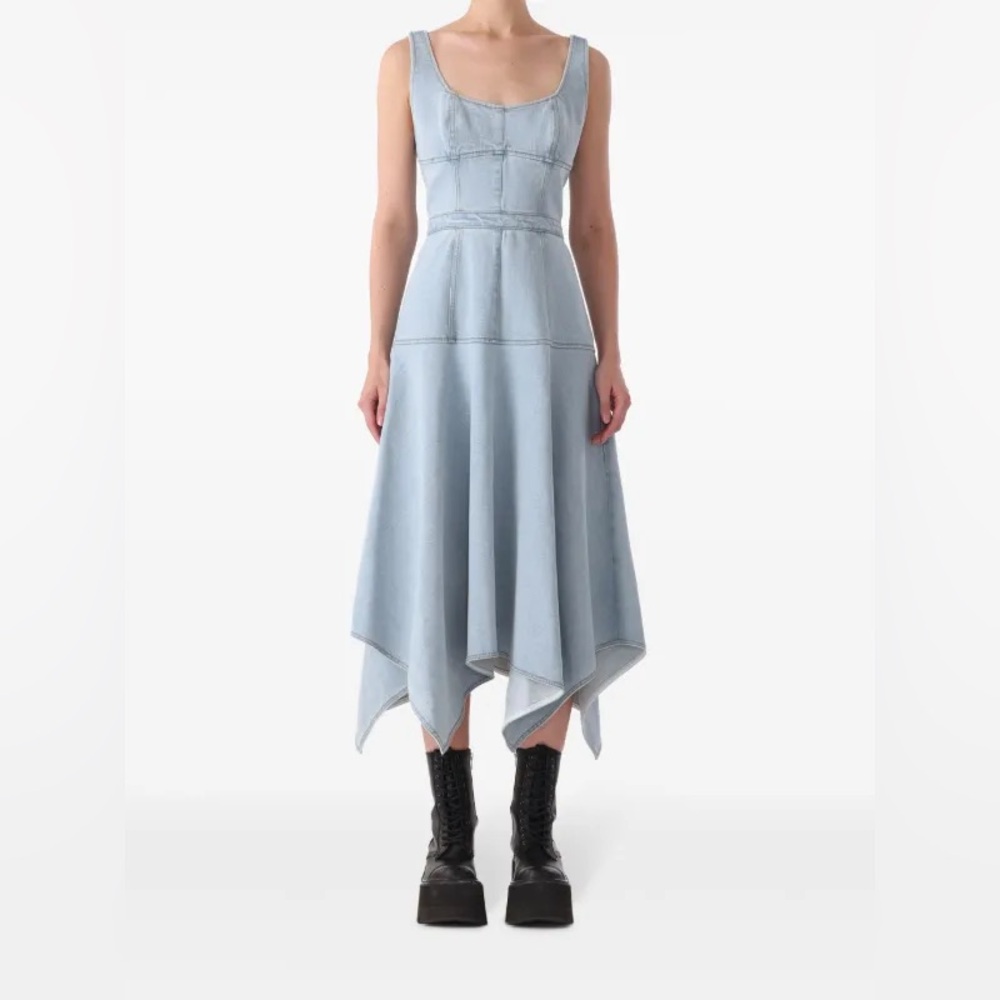 Jason Wu Handkerchief Flared Denim Midi Dress